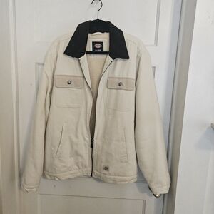 Dickies Men's Light Tan Jacket with Dark Collar
